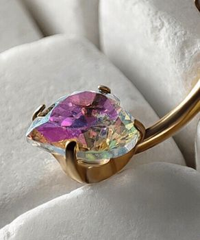 Kolczyk do Pępka Tytanowy Złoty – Serce z Cyrkonią, Banan 1.6 mm klc.jpg